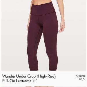 Lululemon high rise wunder under high rise